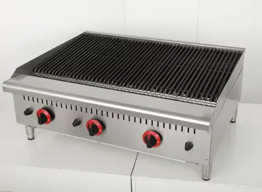 גריל גז תעשייתי דלפקי עם אבני לבה רוחב 90 ס”מ