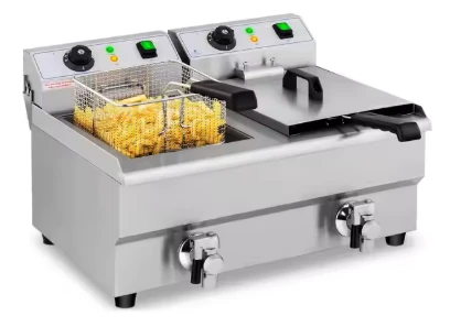 ציפסר חשמלי כפול חד פאזי דלפקי 13+13 ליטר 3KW+3KW עוצמי במיוחד + ברז